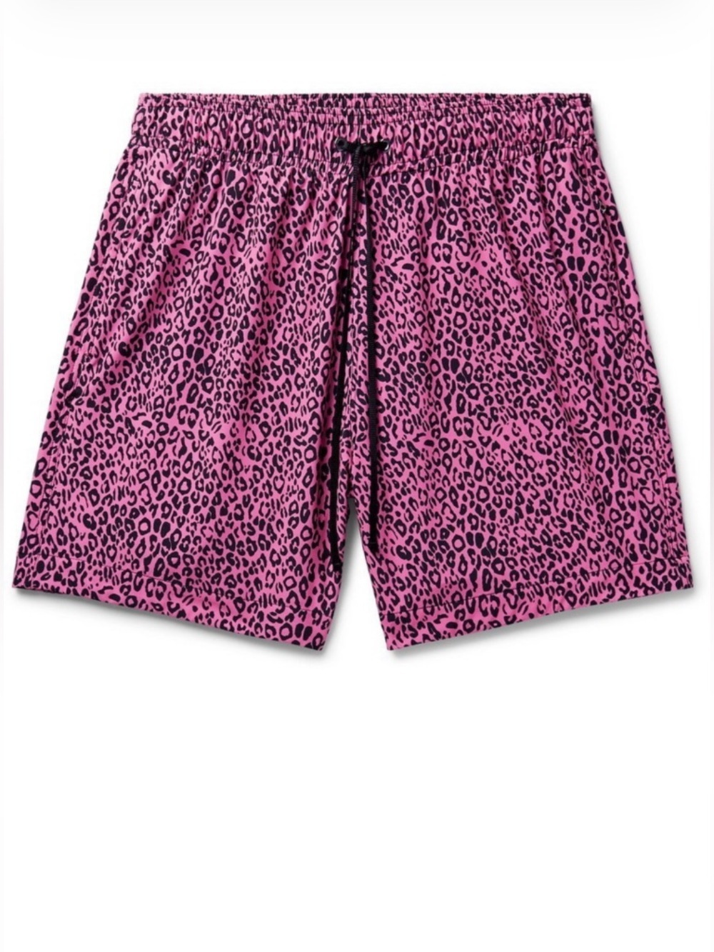 AMIRI Pink Leopard Print Swim Trunks Shorts, Size Large